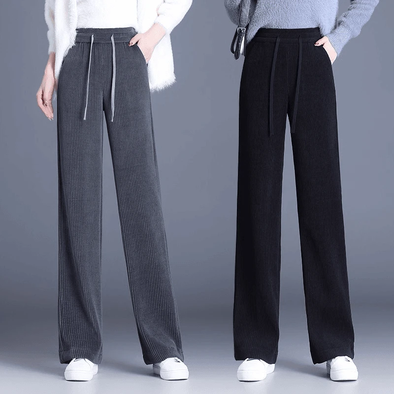 加绒/不加绒秋冬窄版阔腿裤女2024新款宽松百搭显瘦休闲直筒长裤