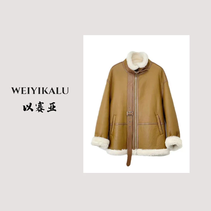 以赛亚 2023年LPZ反季皮草冬季女款时尚宽松长袖皮毛一体22019
