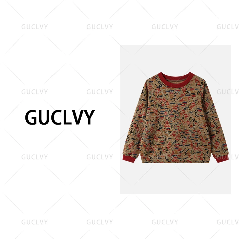 QJGAODING- 秋冬复古前短后长时尚长袖卫衣【0145】