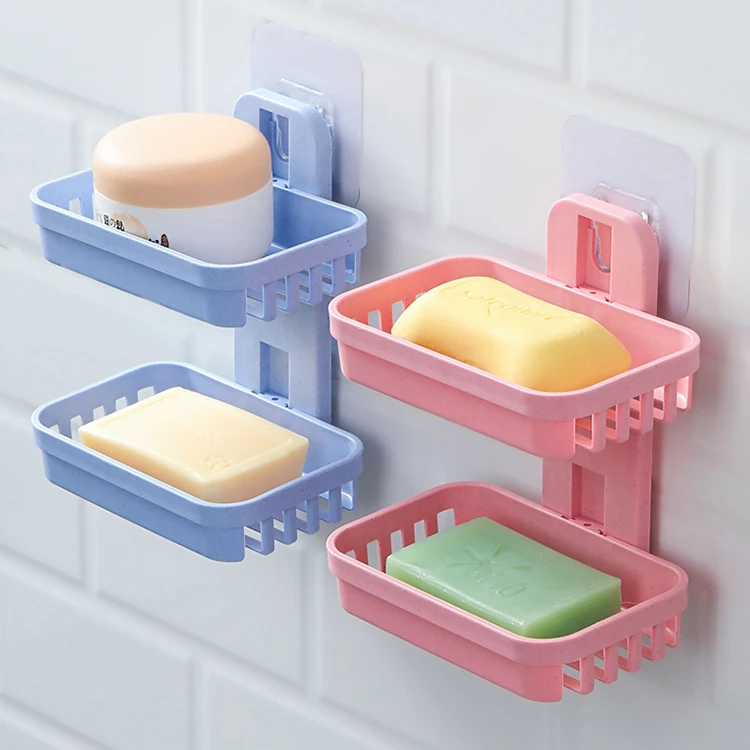双层肥皂盒免打孔浴室壁挂香皂盒沥水卫生间新款香皂架家用肥皂架