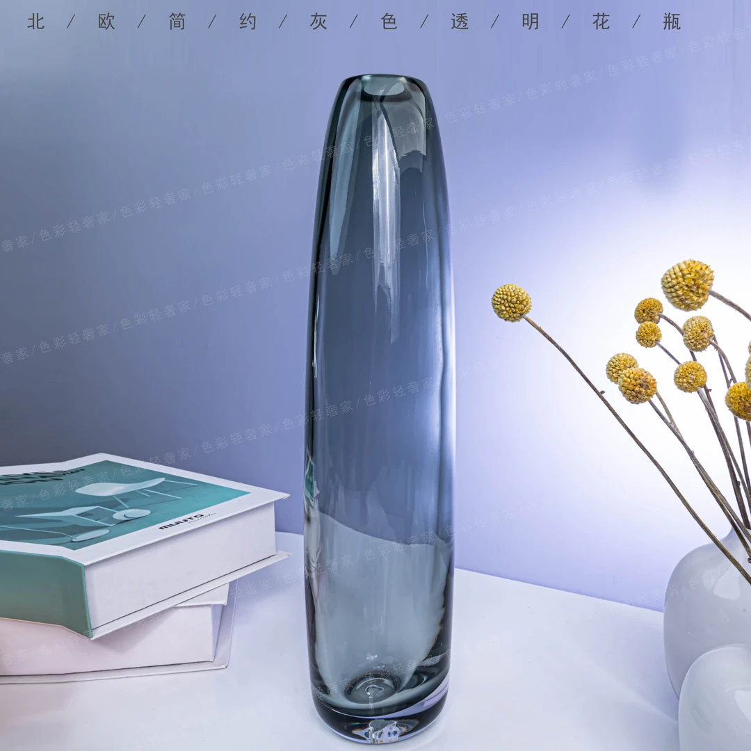 [豆豆]Z2-F105 欧式灰色小口径琉璃花瓶桌面简约花卉装饰花器