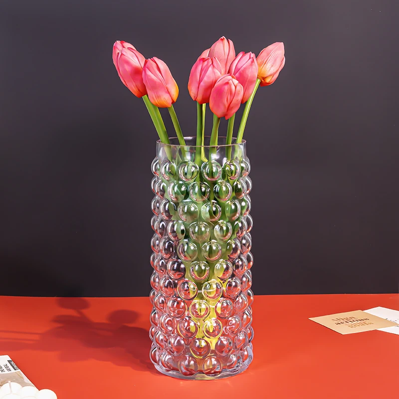 [色彩]K399 简约透明水滴直筒花瓶餐桌阳台插花鲜花花器