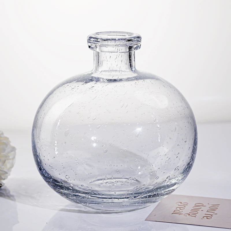 [豆豆]H033透明气泡小口径插花桌面玻璃花瓶时尚简约花卉花器