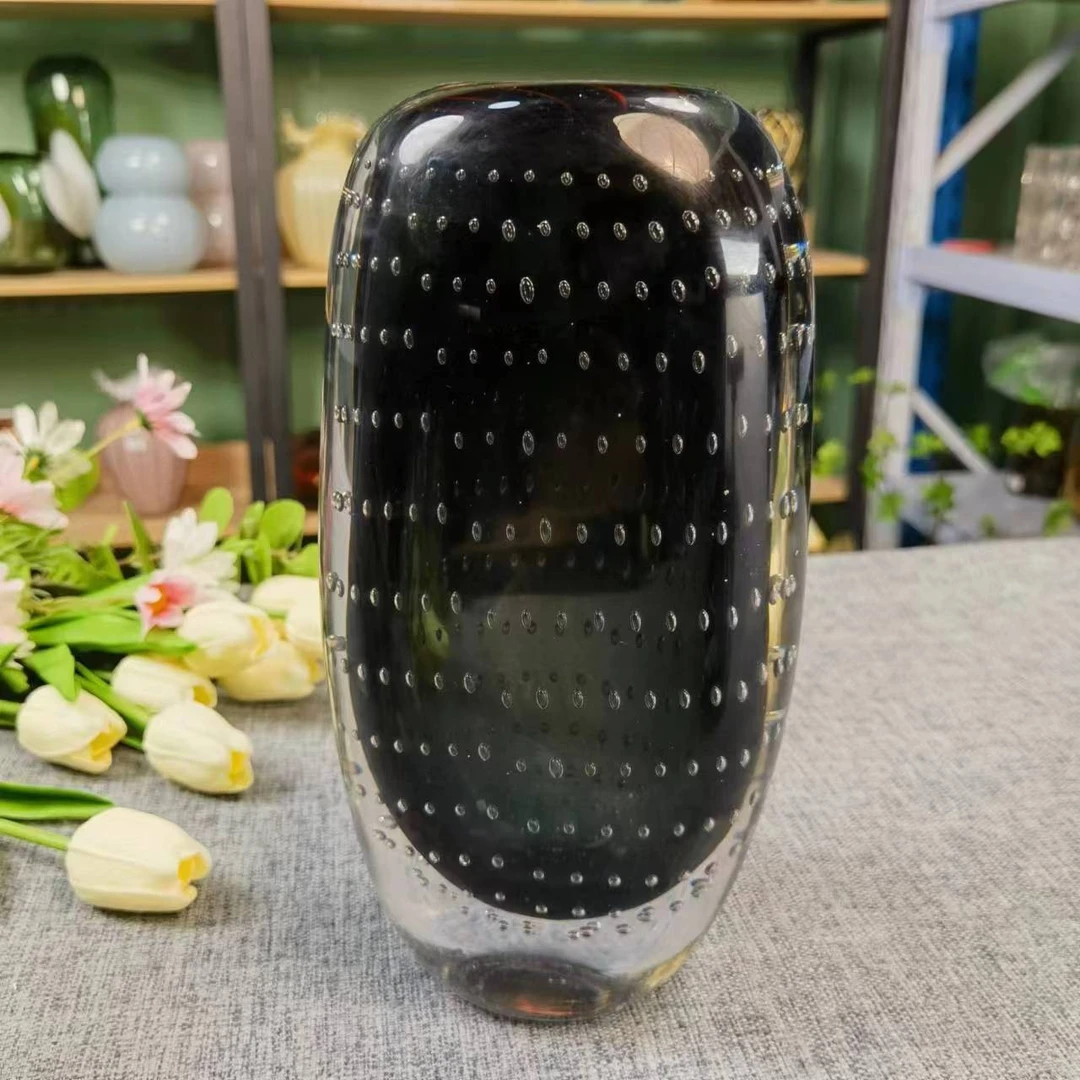 [豆豆]TA219 轻奢气泡灰色琉璃花瓶欧式简约桌面高档装饰品花器