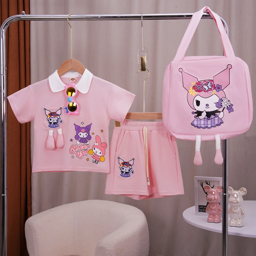 夏季小孩女童套装开胸洋气潮流