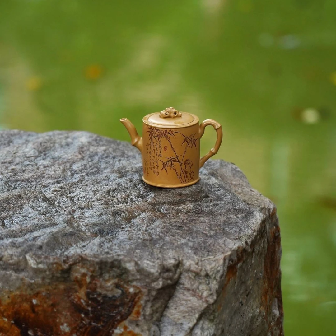 乘风阁原创.黄金段【虚怀若竹】汲直壶紫砂壶家用泡茶茶壶.150cc