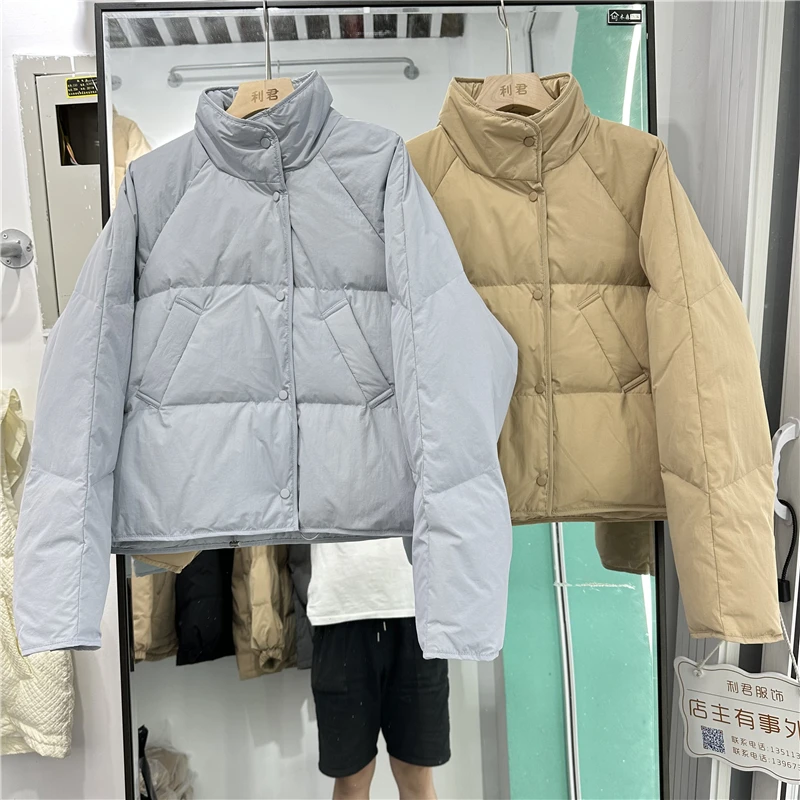 奶呼呼蓝色短款2022年新款韩版小个子外套秋冬羽绒服