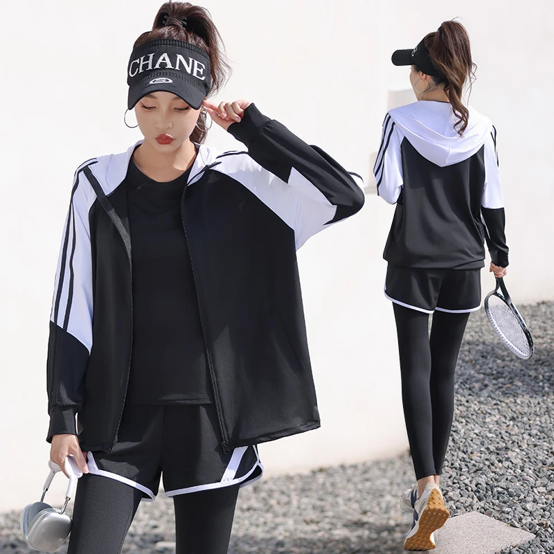 秋冬瑜伽套装女大码运动健身房户外跑步普拉提宽松胖mm显瘦遮肉