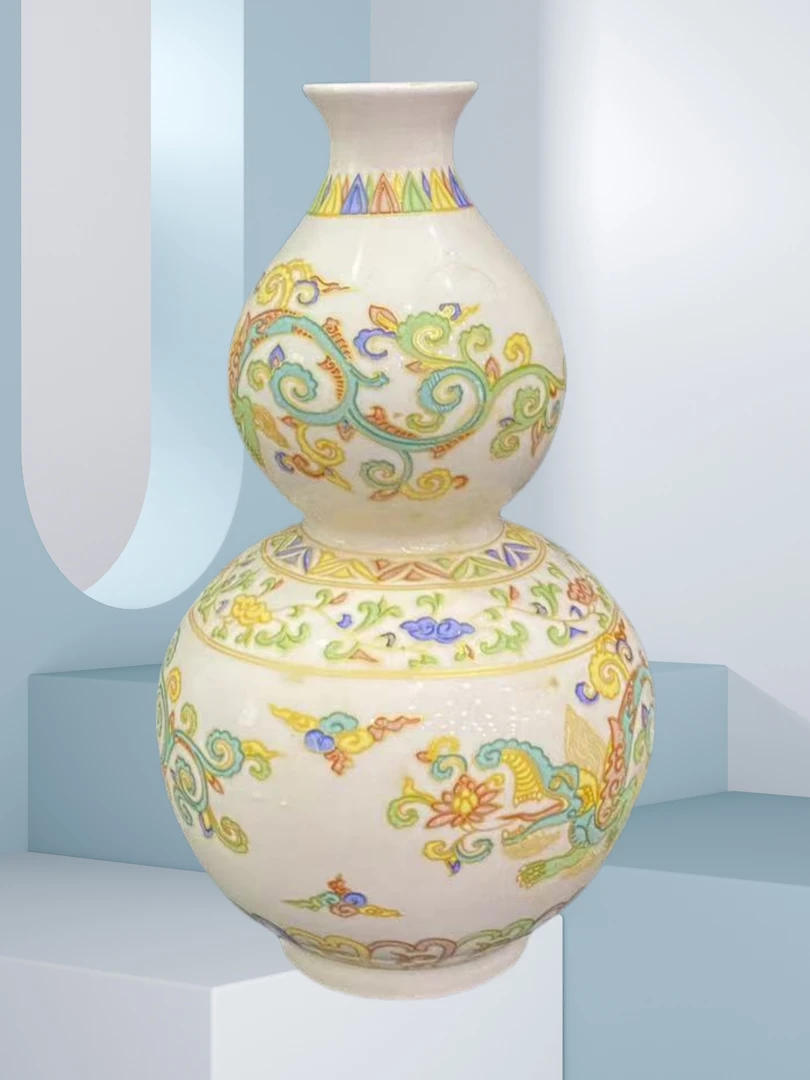 AB37当代文创摆件粉彩陶瓷赏瓶