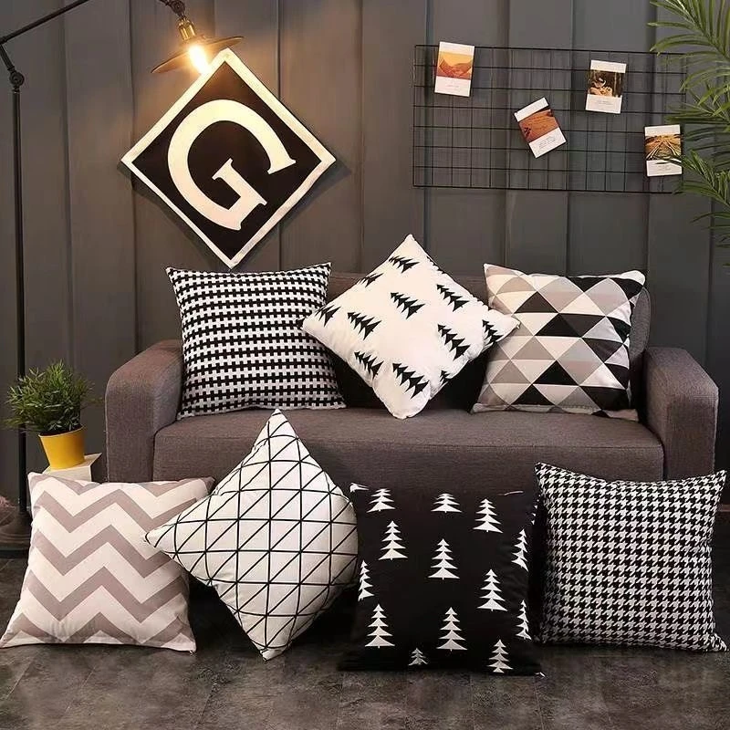 北欧现代轻奢抱枕组合千鸟格含芯网红枕套样板房时尚沙发靠卧室L