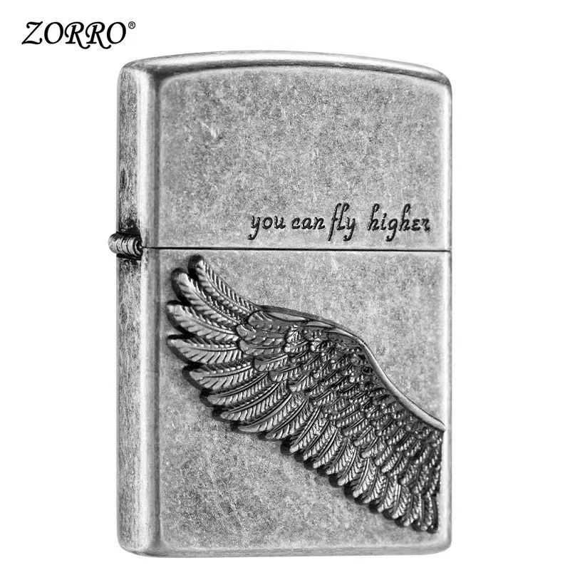 ZORRO/佐罗正品原装古铜羽翼煤油打火机创意飞得更高个性男生礼物