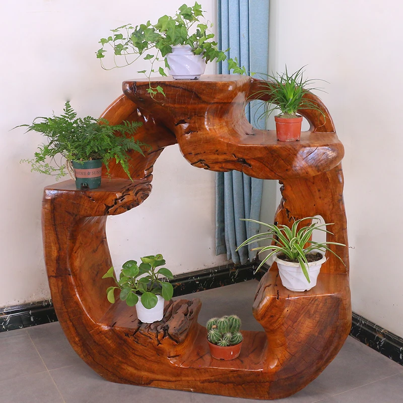 根雕花架树根摆件树型摆花架树桩香樟木实木天然木雕客厅MH9775