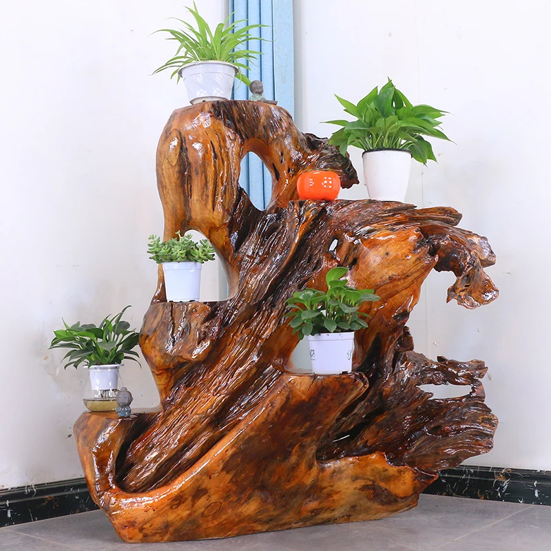 根雕花架实木树根香樟木盆景天然木雕树桩摆件底座雕刻根艺MH8129