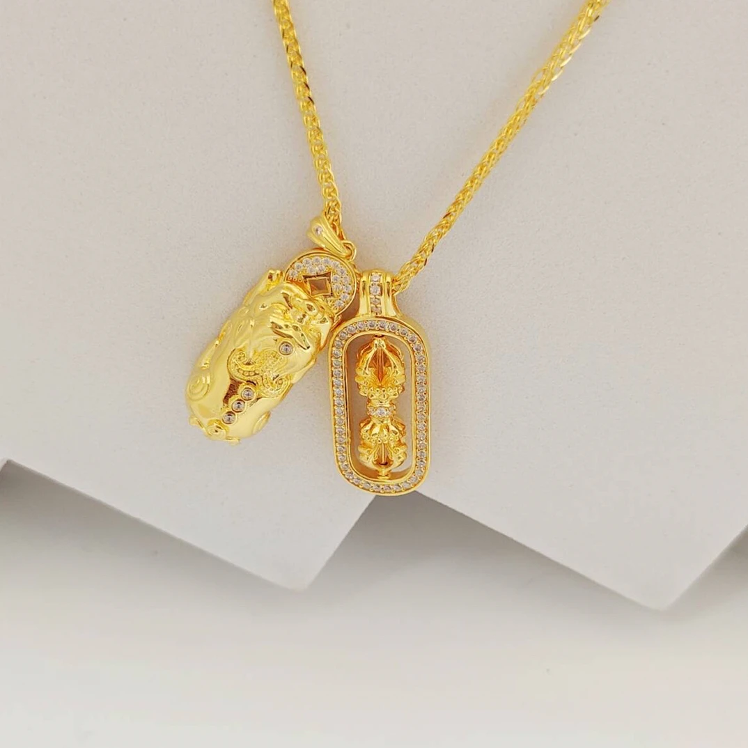 吊坠足银 足银貔貅金刚杵套链中号工艺古法时尚