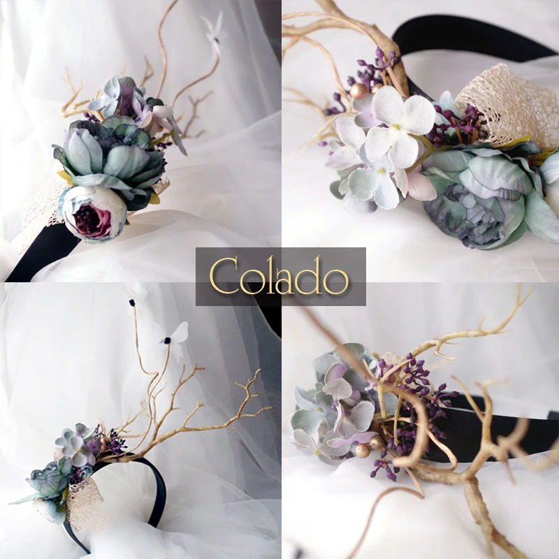 Colado扣诺儿童走秀夸张头饰森林树枝唯美摄影拍照小女孩花环高端