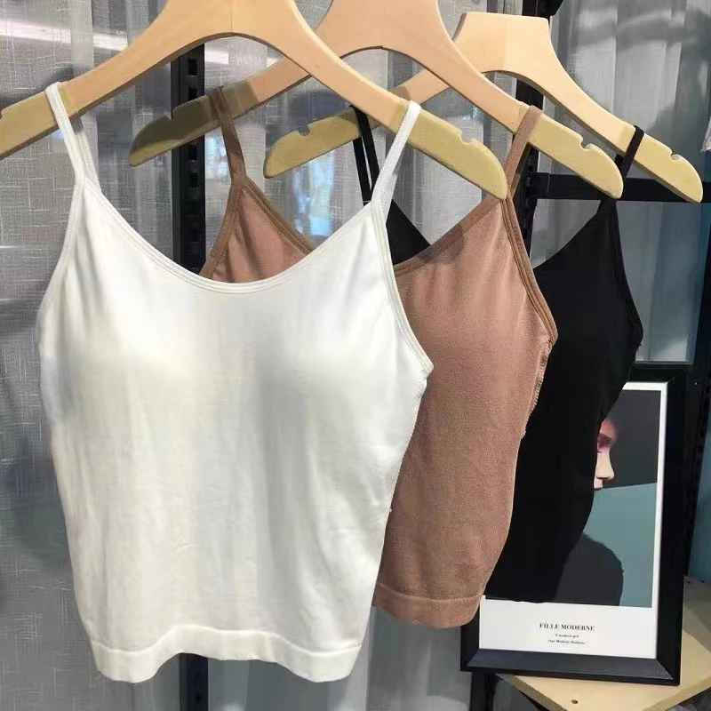 新款莫代尔面料固定乳胶杯不跑杯百搭款背心.有带胸垫