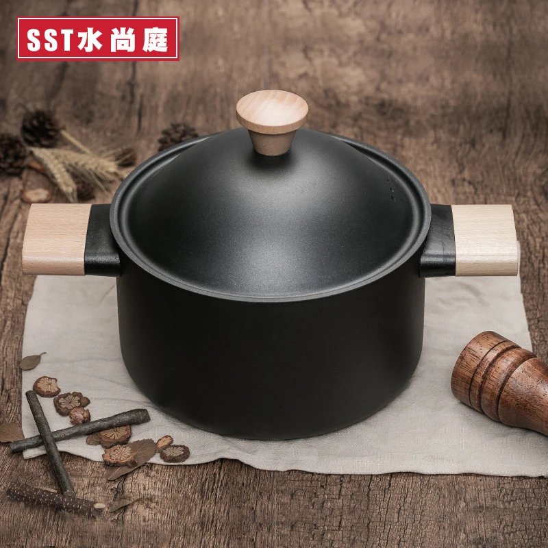 不粘锅炖锅铁汤锅双耳闷烧锅家用煲汤锅具电磁炉煤气适用双耳煮锅