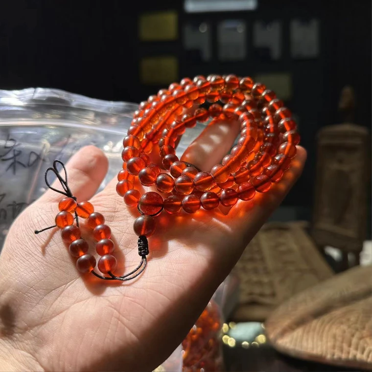 非金属玻璃手链 YS1108 棕色红色HP圆珠多圈手链