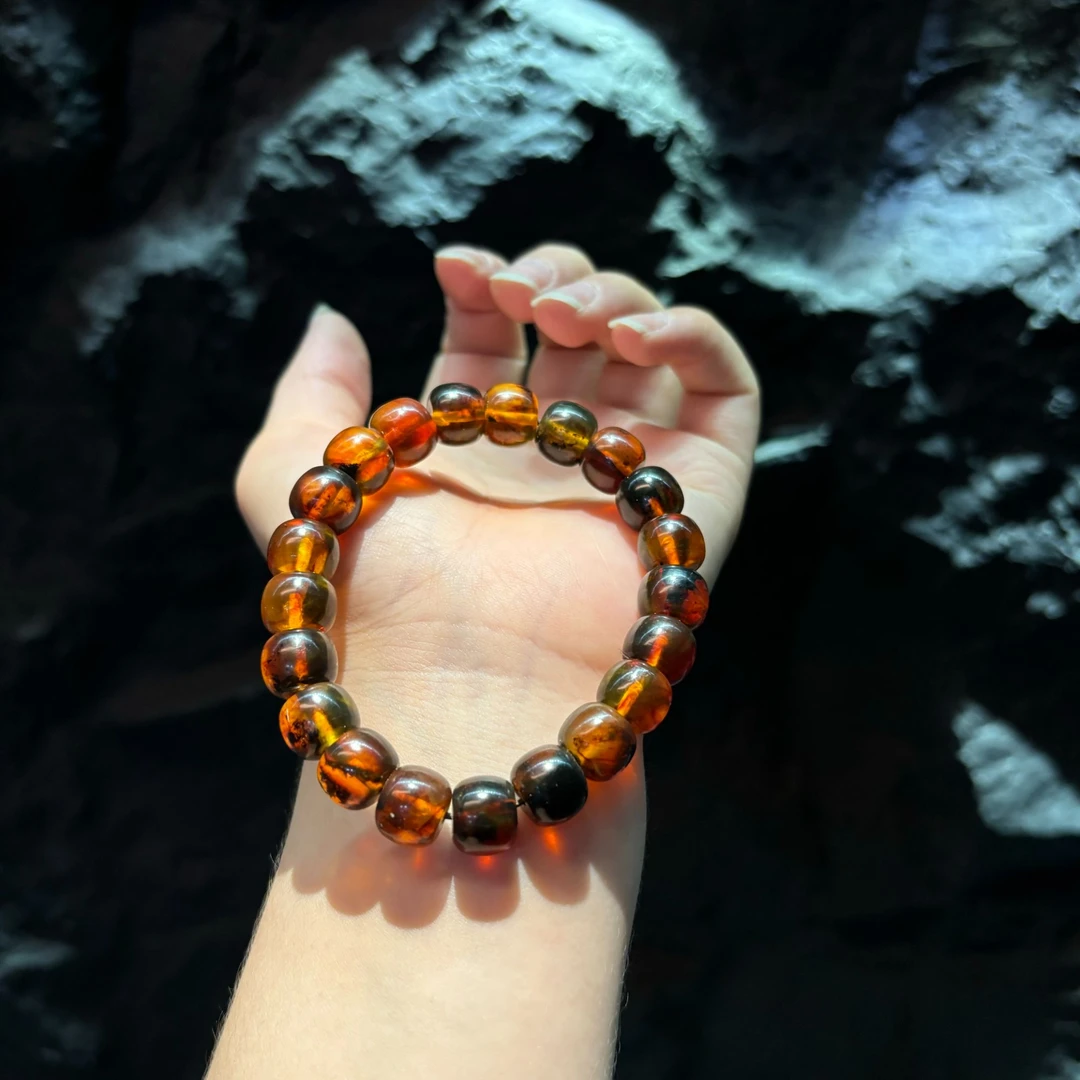 非金属玻璃手链 YS8995 棕色黄色HP老型单圈手链小尺寸