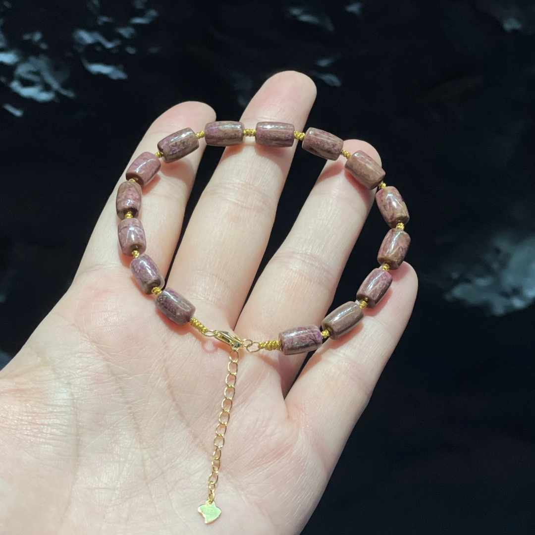 非金属玻璃手链 YS2119 粉色SJL桶珠手链