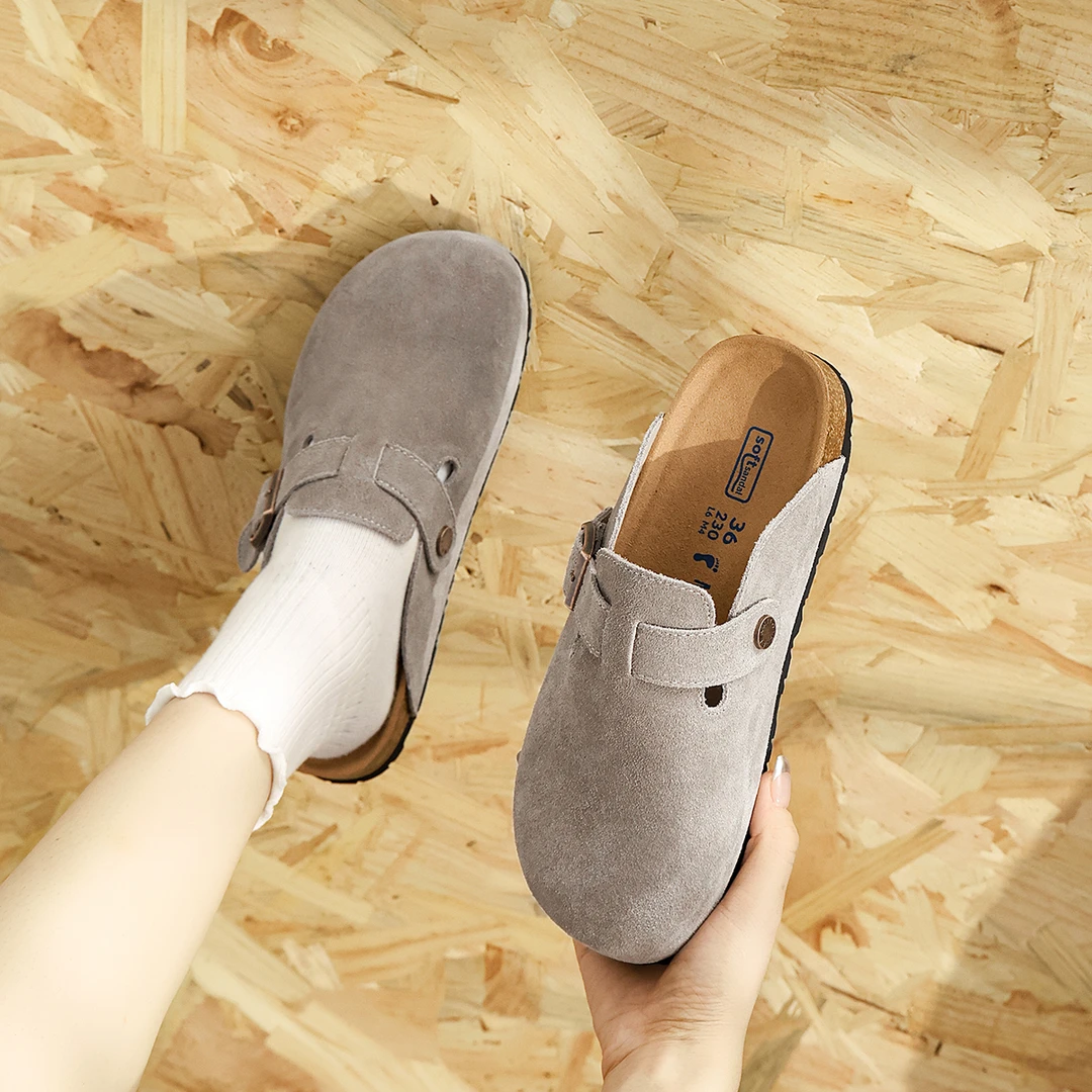 全真皮勃肯鞋女超大码包头博肯鞋外穿休闲半拖鞋防滑夏季潮鞋潮流