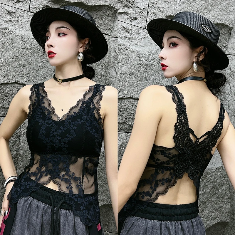 网红爆款镂空显瘦防走光薄款背心时尚新款聚拢性感美背-8068-1