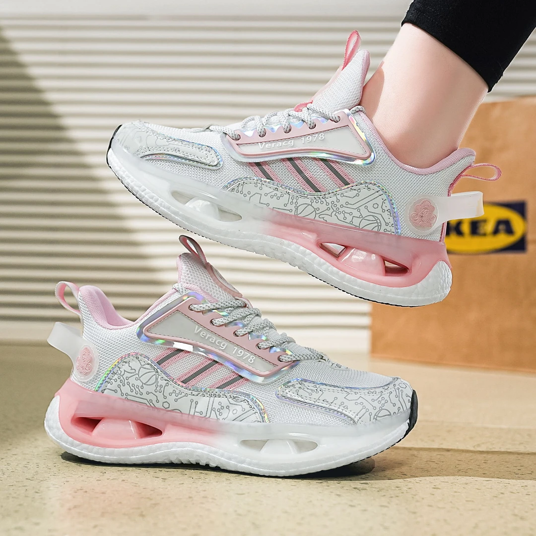 202年春秋季网面运动鞋青少年爆米花鞋软底踩屎感超轻减震跑步鞋