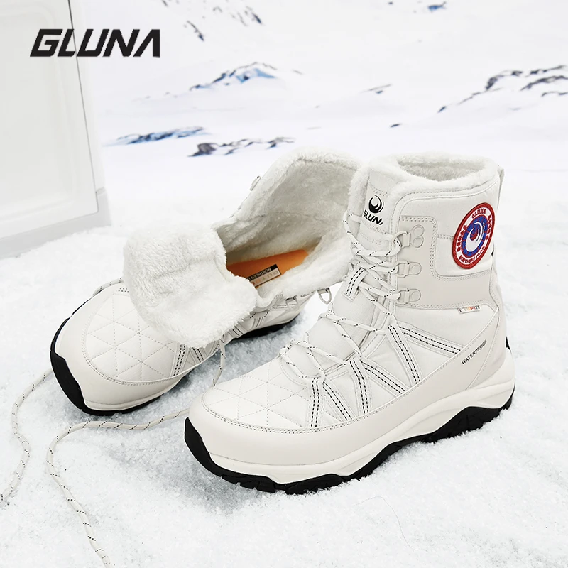 GLUNA哥鲁纳东北保暖雪地靴88968户外锁温抗寒防水防滑中筒里绒