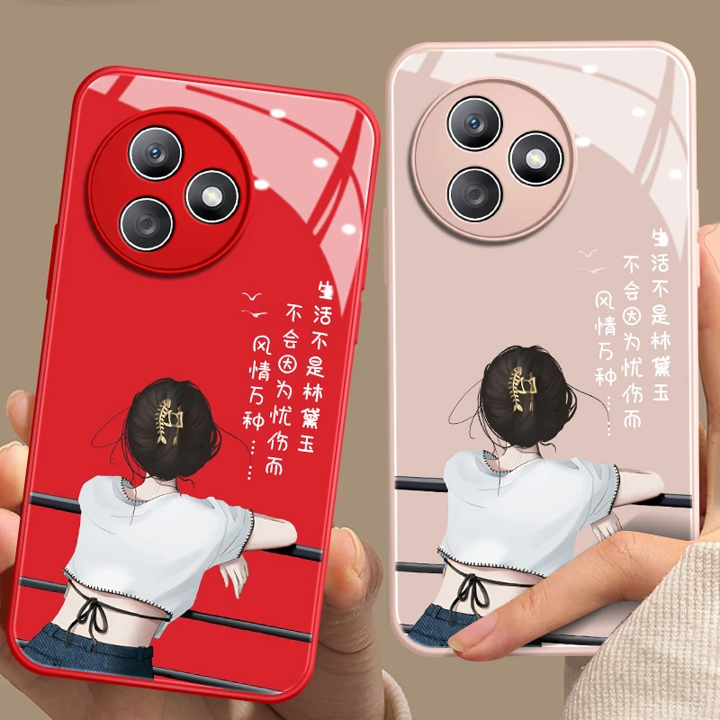 荣耀X50i+手机壳2024新款励志女孩龙新年x40i玻璃壳x40保护套