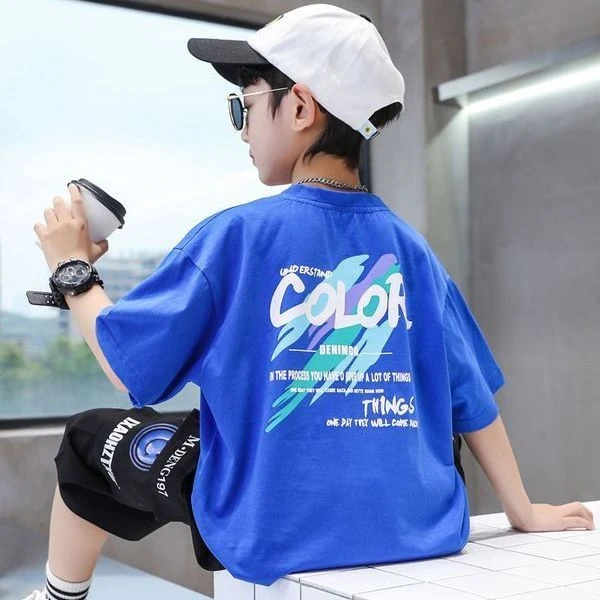 男童夏季纯棉短袖T恤新款中大童装韩版卡通宽松薄款透气运动上衣
