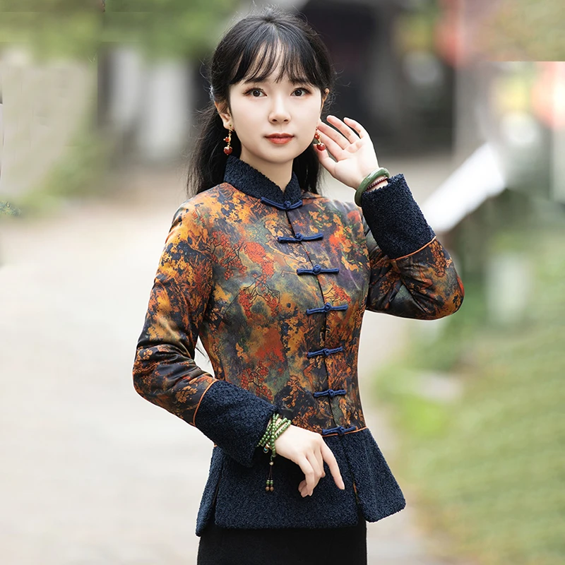 如意风改良唐装上衣女保暖中国风棉袄冬季旗袍外套中式女装22R845