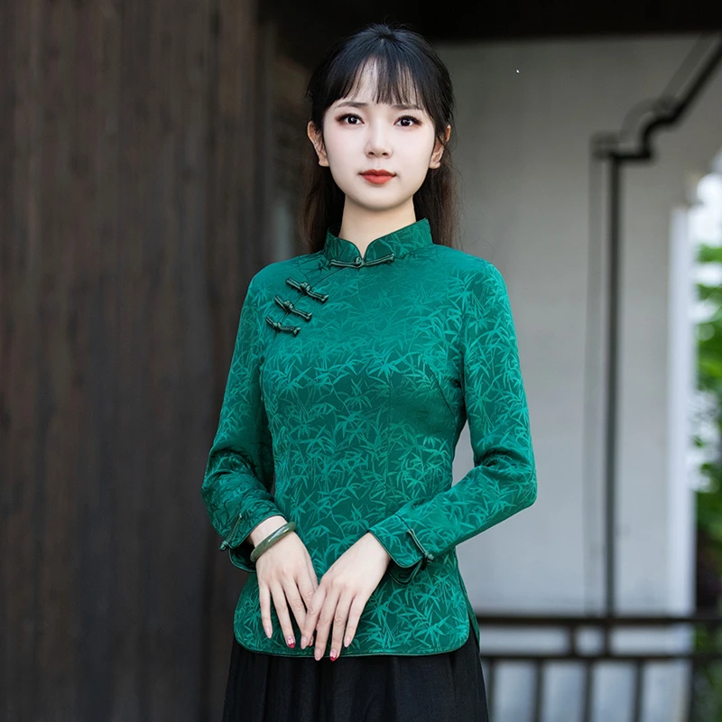 如意风唐装女中国风旗袍上衣女秋时尚减龄复古盘扣中式女装22R025