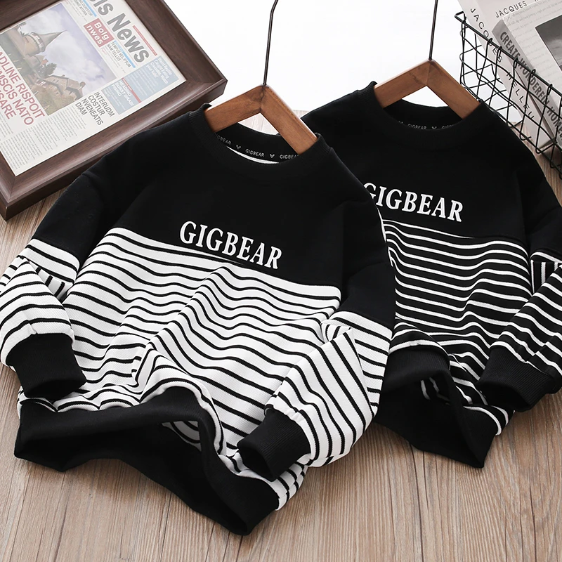 儿童条纹卫衣2025春季男女童韩版休闲上衣中大童