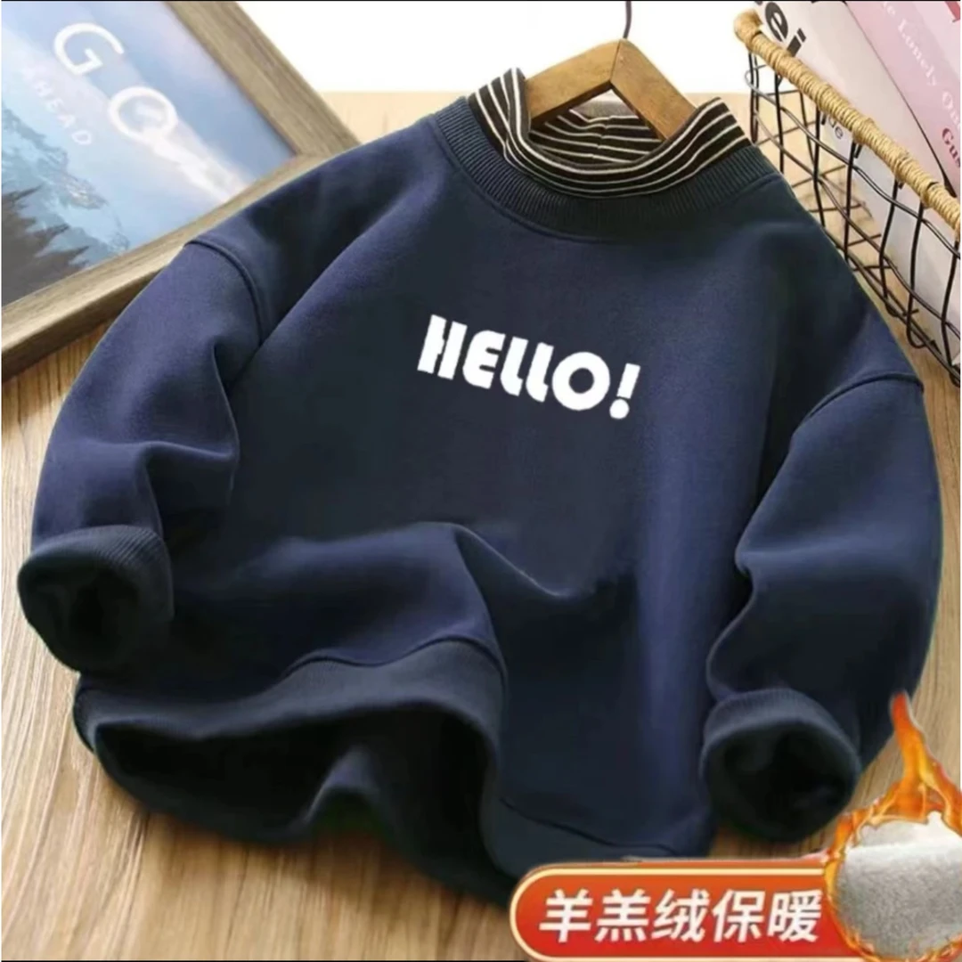 【清版不补】儿童加绒卫衣一体绒男童加绒加厚中大童套头卫衣潮