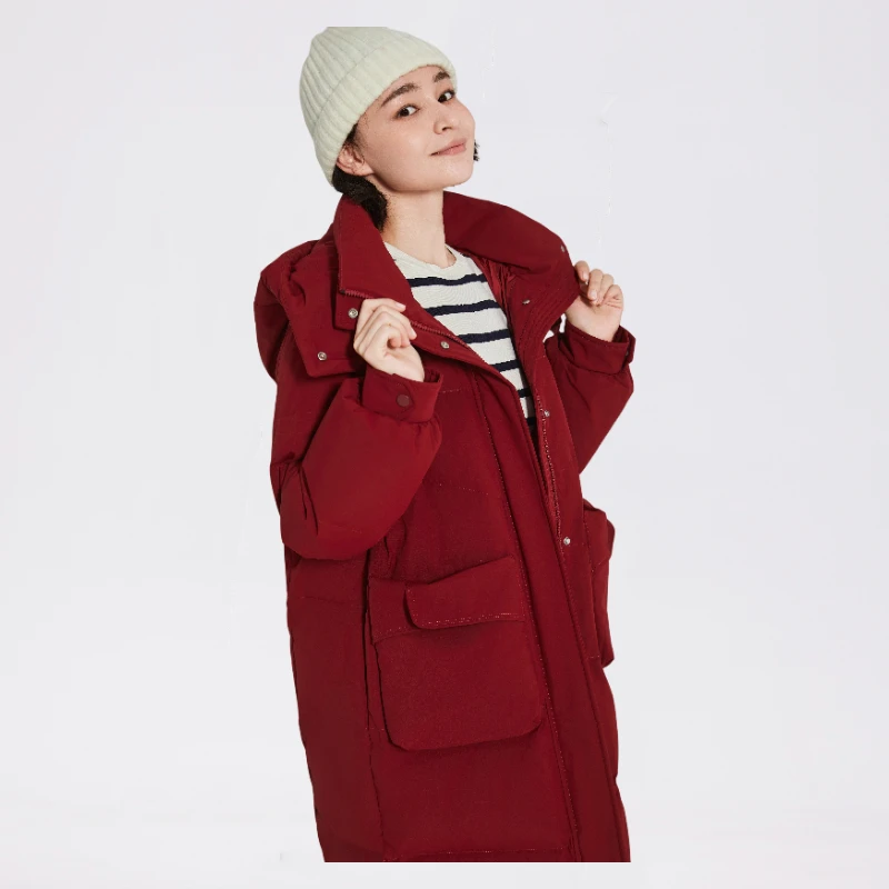 nuanpindao/暖频道冬季连帽中长款保暖羽绒服623672