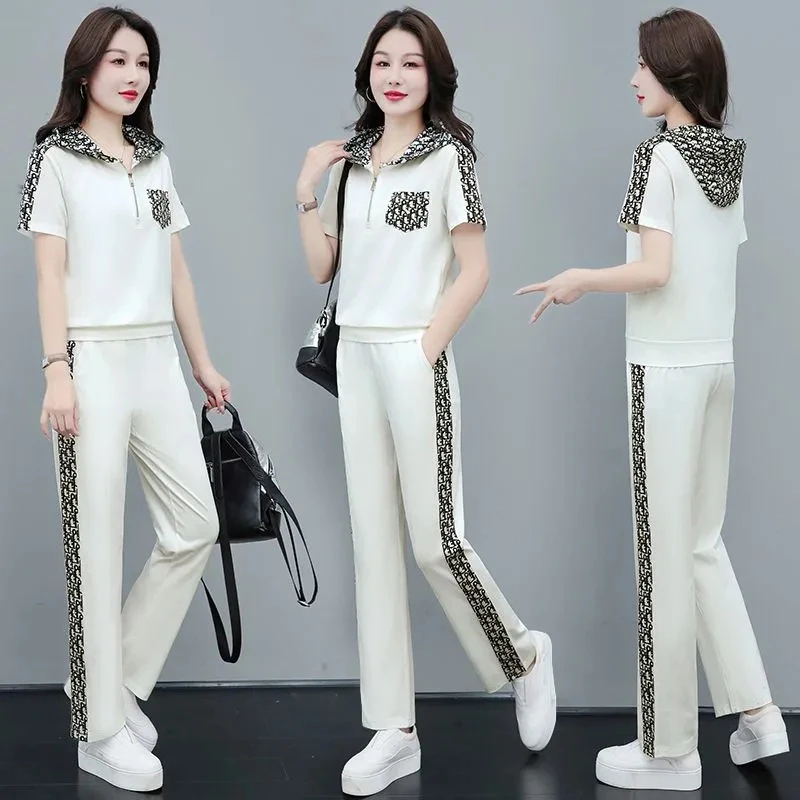 夏季大码女装休闲套装胖mm薄款韩版宽松款显瘦春秋款运动服两件套