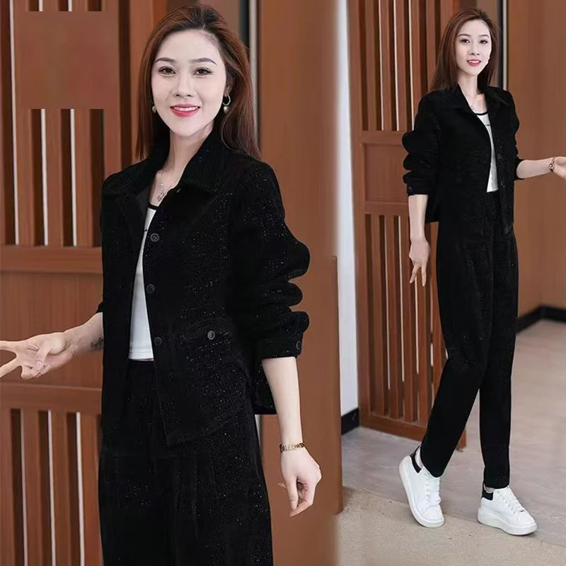 春秋季大码女装休闲套装200斤微胖mm宽松显瘦韩版洋气运动两件套