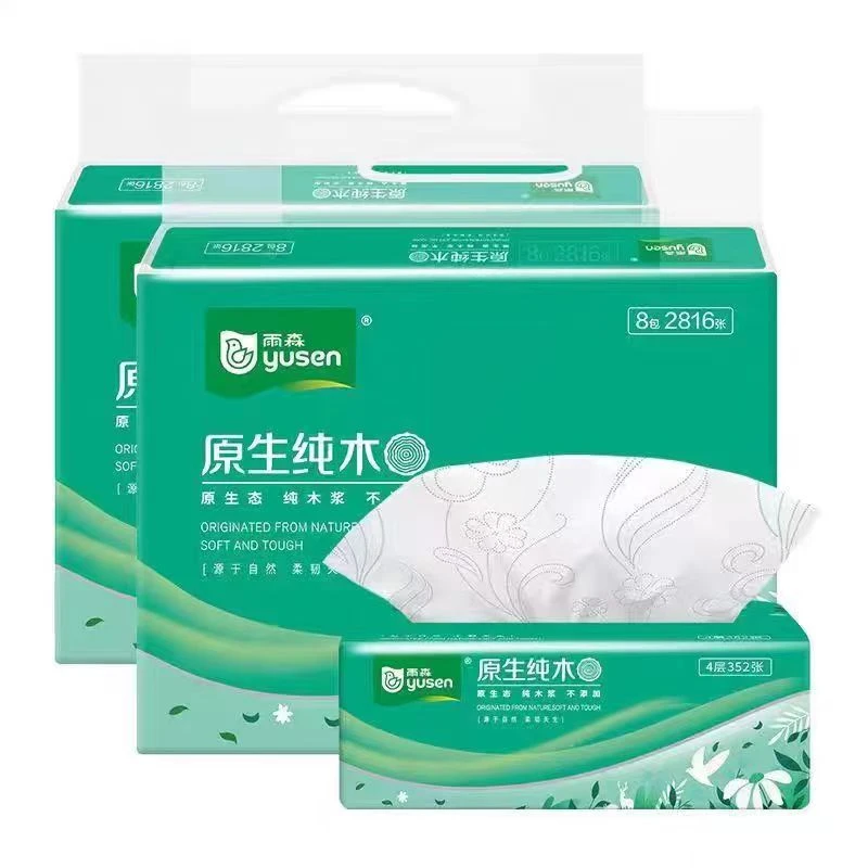 YoosoN/雨森雨森原生纯木纸抽优等品4层加厚量抽纸餐巾纸原生态