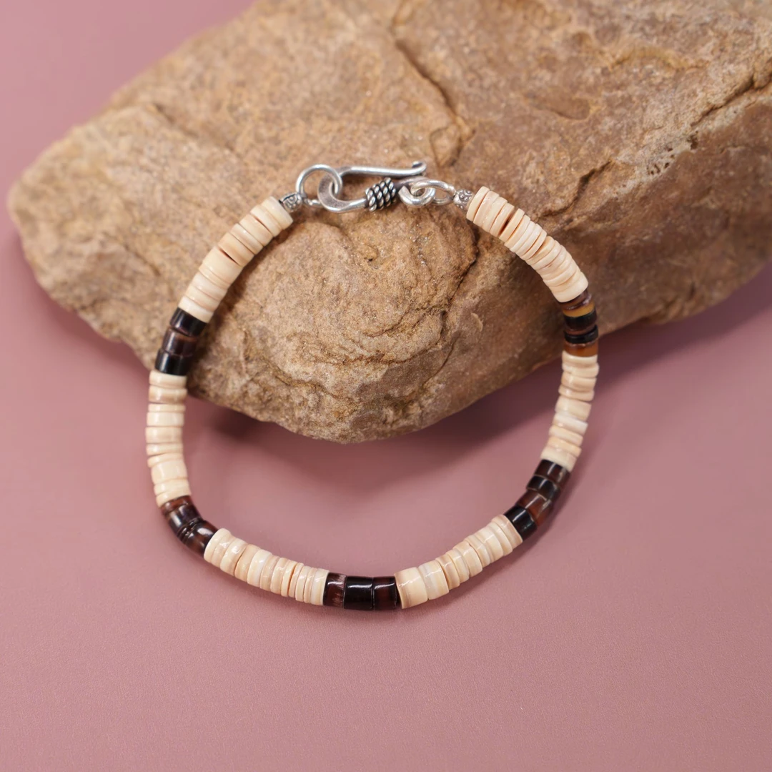 925银手链 幻渺原创设计 | DeepSea Shells男女同款手工手链宽5mm