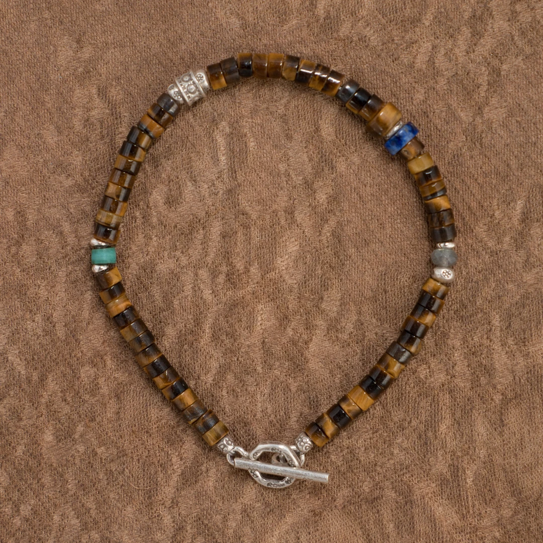 925银手链 【秋色】幻渺原创设计 | 小众复古男女同款手工手链宽4mm