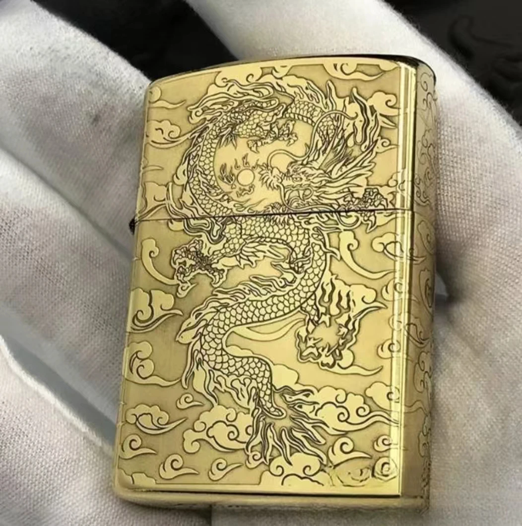 ZORRO/佐罗黄铜祥云龙 打火机复古男士煤油打火机雕刻精雕