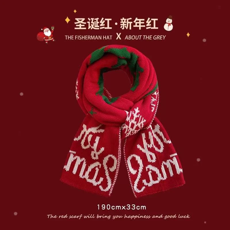 【Muusu】圣诞礼物红色小鹿围巾女百搭秋冬天保暖加长ins学生围脖