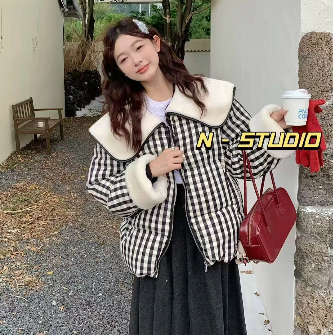 【格子月光曲】范范家-冬季格子高级时尚新款韩版保暖ins羽绒服