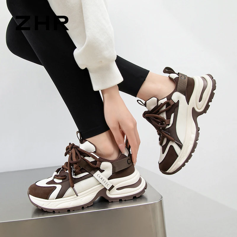 ZHR则则撞色厚底透气老爹鞋女2024春秋新款复古潮流时尚百搭女鞋
