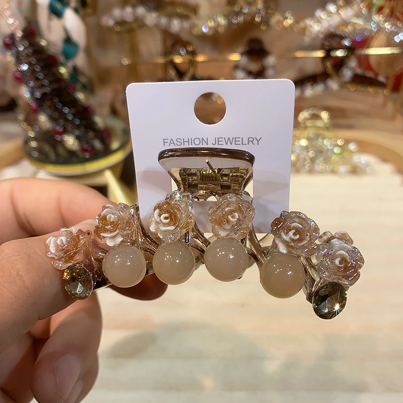 弈唯秋冬款8.5厘米桂冠茶色小号抓夹半扎夹气质网红可爱百搭简约