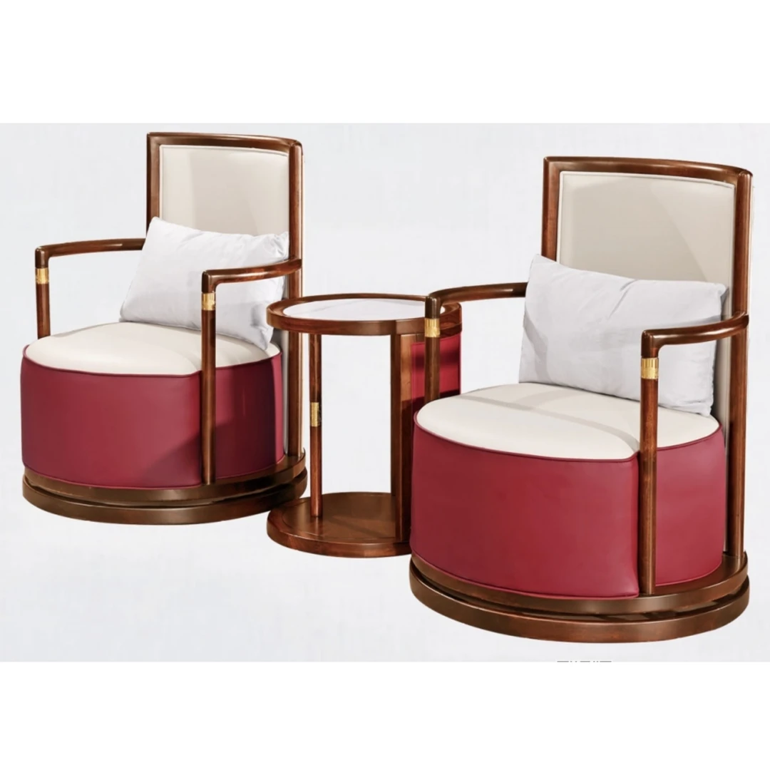 新中式黑檀木休闲椅圈椅边几休闲椅三件套客厅圈椅组合轻奢禅意