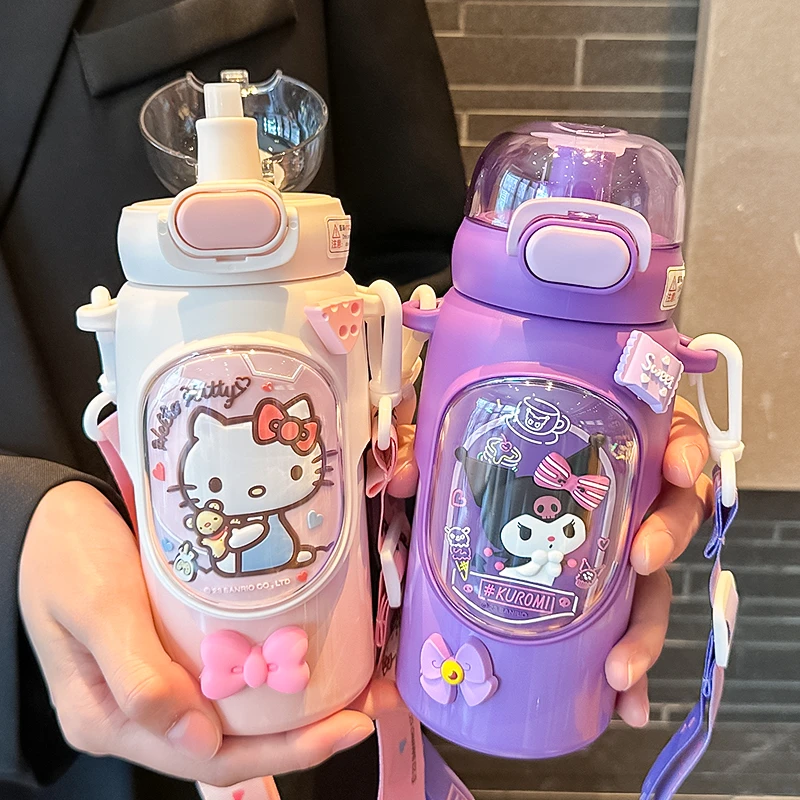 三丽鸥HelloKitty保温杯大容量316正品儿童水杯学生3-12岁吸管杯