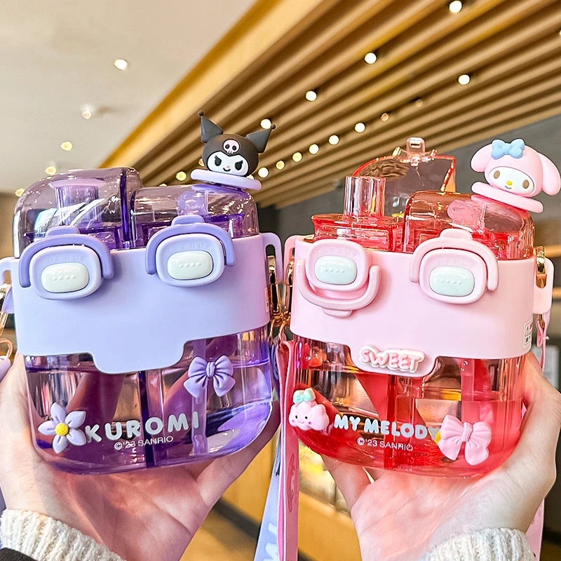 双饮库洛米儿童水杯3-6岁幼儿园上学专用吸管杯子小孩大容量水壶