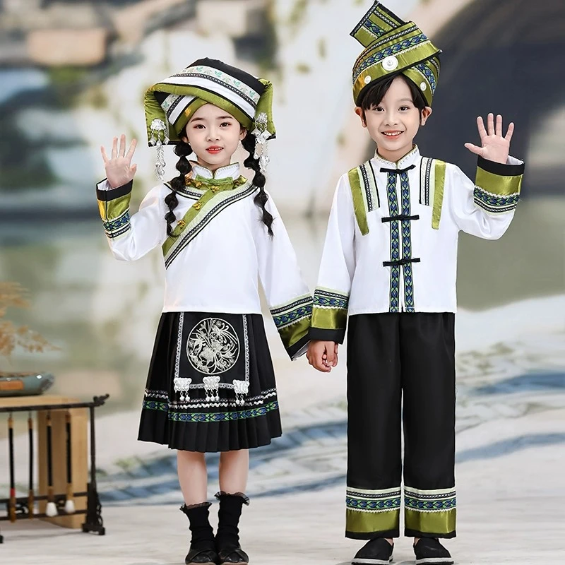 三月三少数民族服装儿童演出服广西苗族壮族服饰男女童舞蹈表演服
