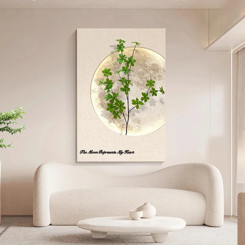 [春光明媚]奶油风月球客厅入户门玄关装饰画沙发背景墙氛围壁灯画